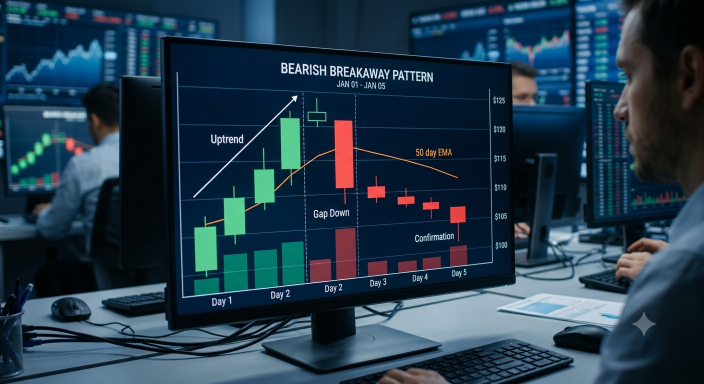 How to identify a bearish breakaway pattern