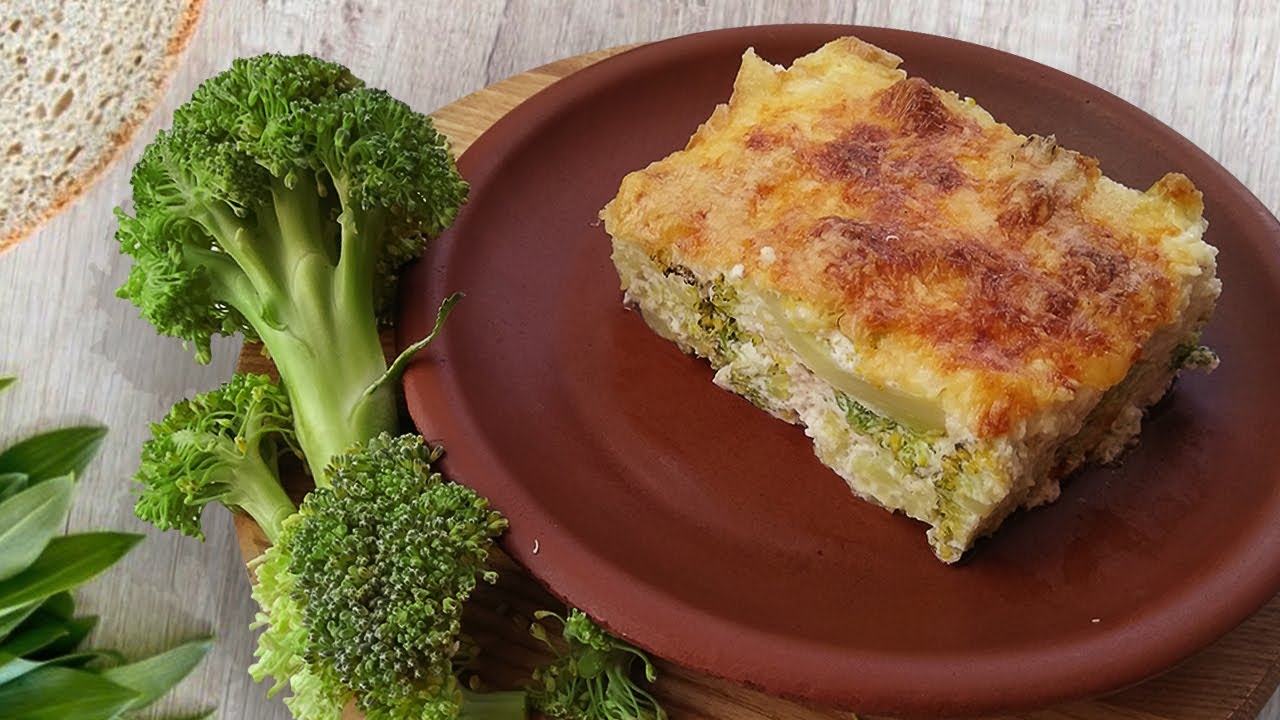 Рецепт брокколи в духовке с сыром и яйцом и сметаной фото запеканка
