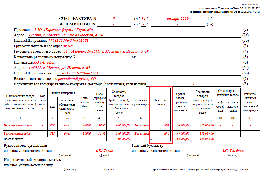 Счет фактура в аптеке образец