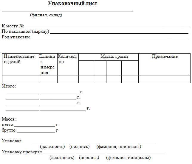 Паллетные листы образец